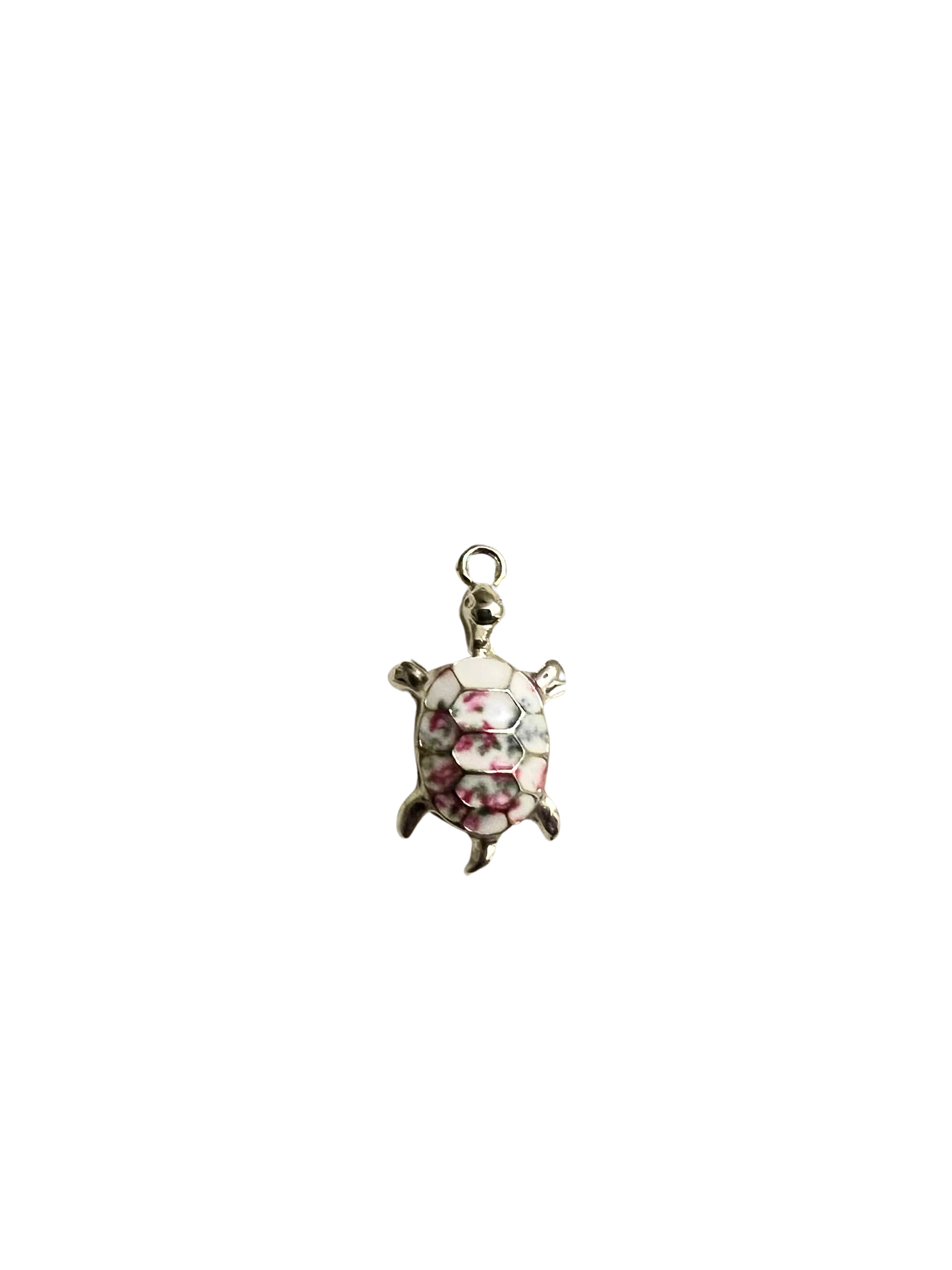 Pink Floral Turtle Charm