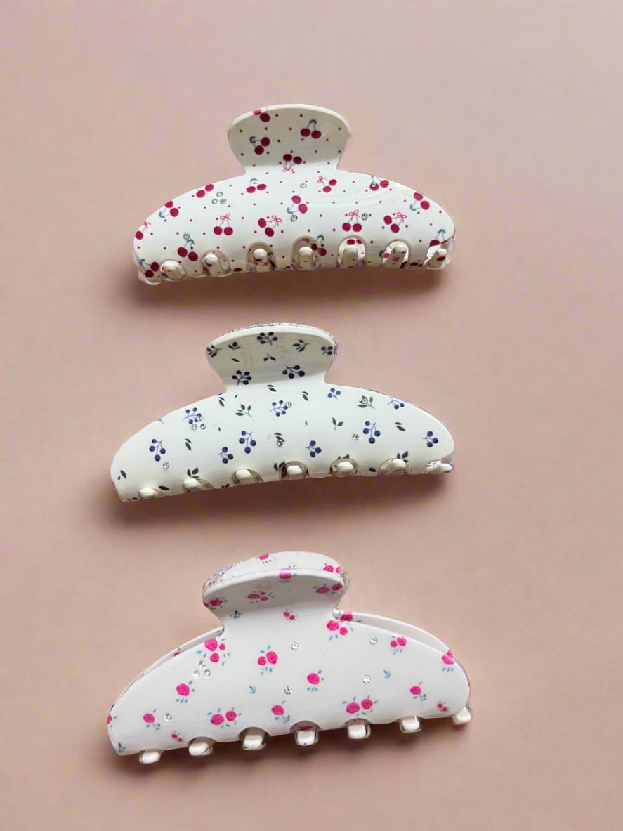 Rhinestone Printed Hair Clips: Medium