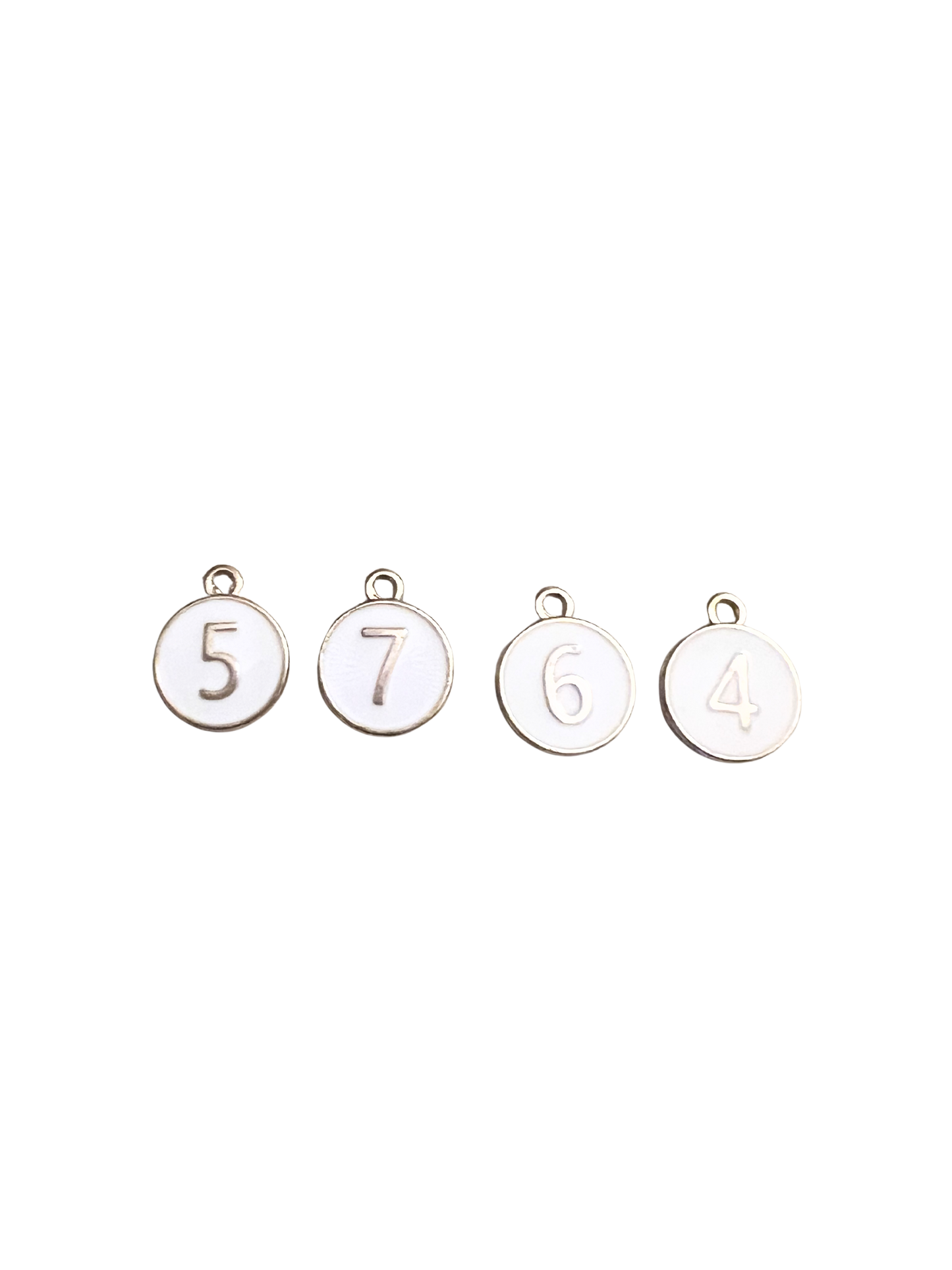 Round White Number Charms
