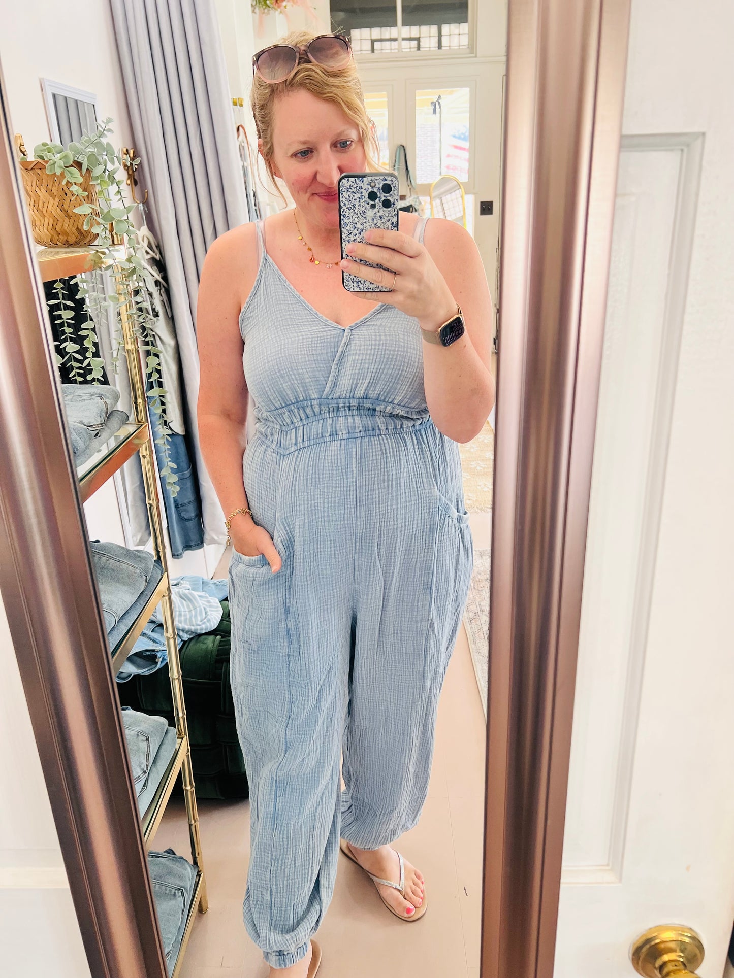 Very J Cotton Gauze Jumpsuit