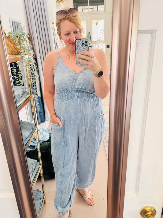 Very J Cotton Gauze Jumpsuit