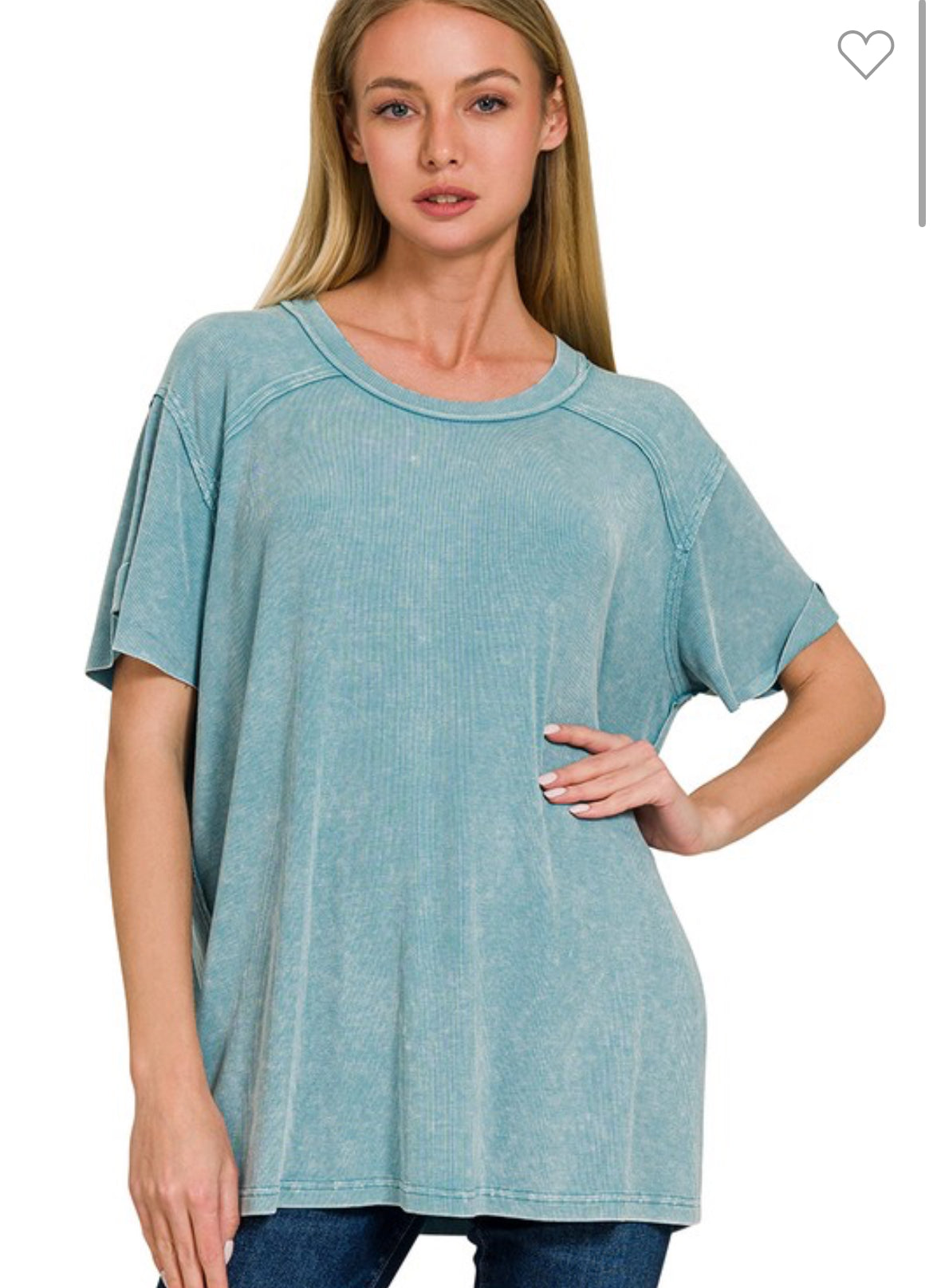 Zenana Washed Ribbed Top
