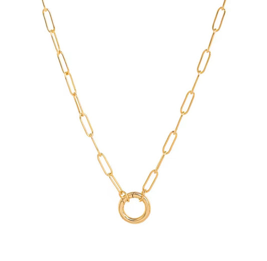Gold Paperclip Carabiner Necklace