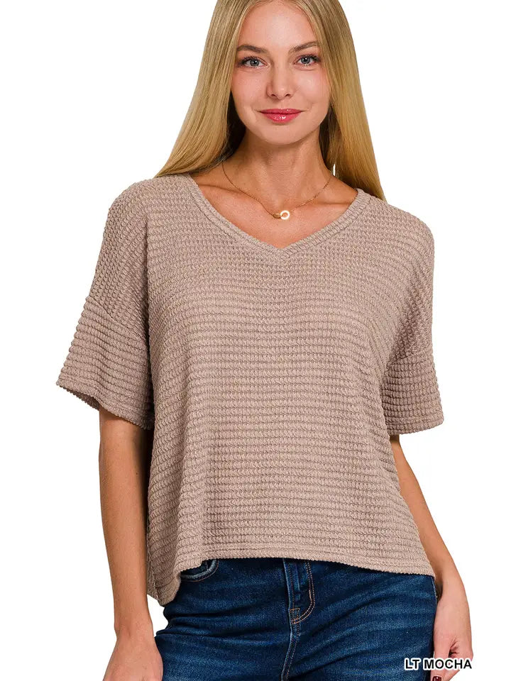 Zenana Waffle Knit Top