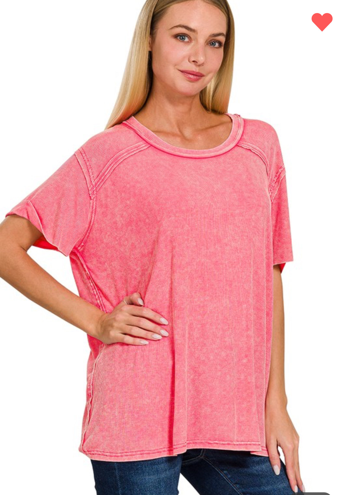Zenana Washed Ribbed Top