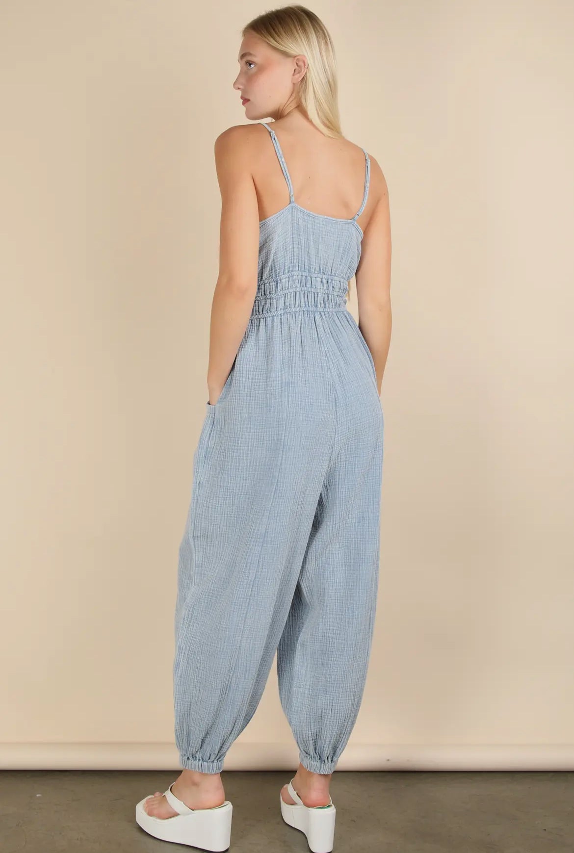 Very J Cotton Gauze Jumpsuit