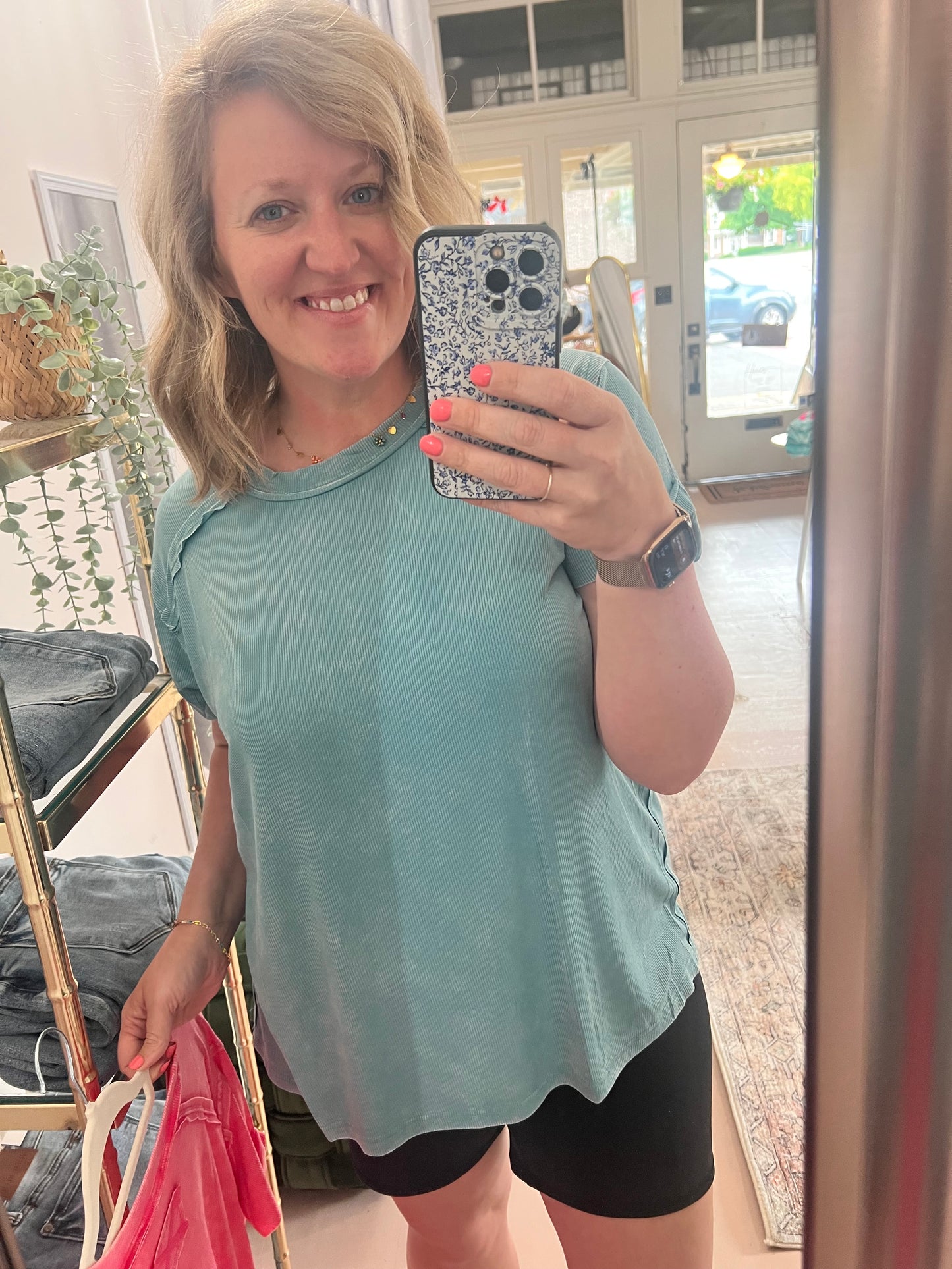 Zenana Washed Ribbed Top