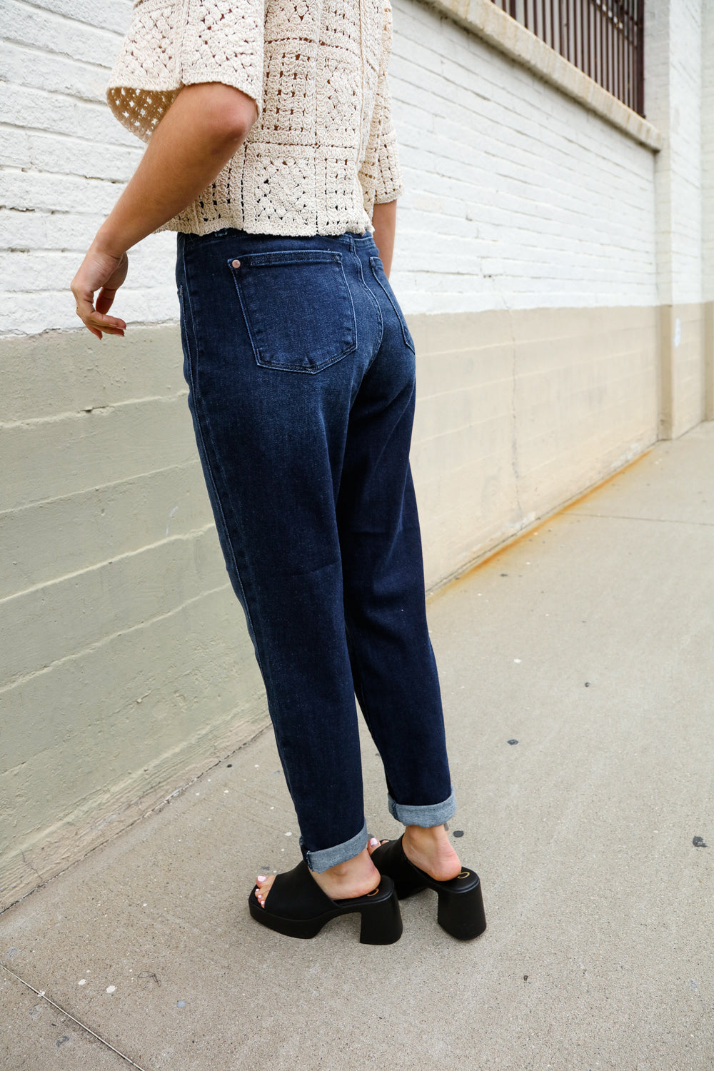 Judy Blue High-Rise Boyfriend Dark Blue Wash Jeans