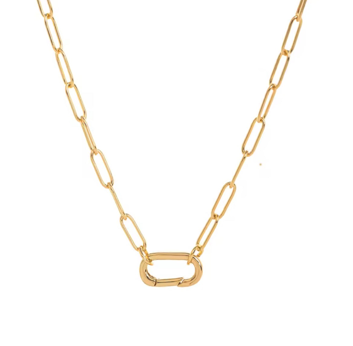 Gold Rectangle Carabiner Necklace
