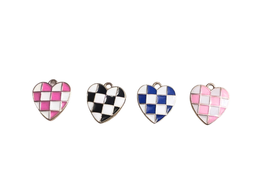 Checkered Heart Charms