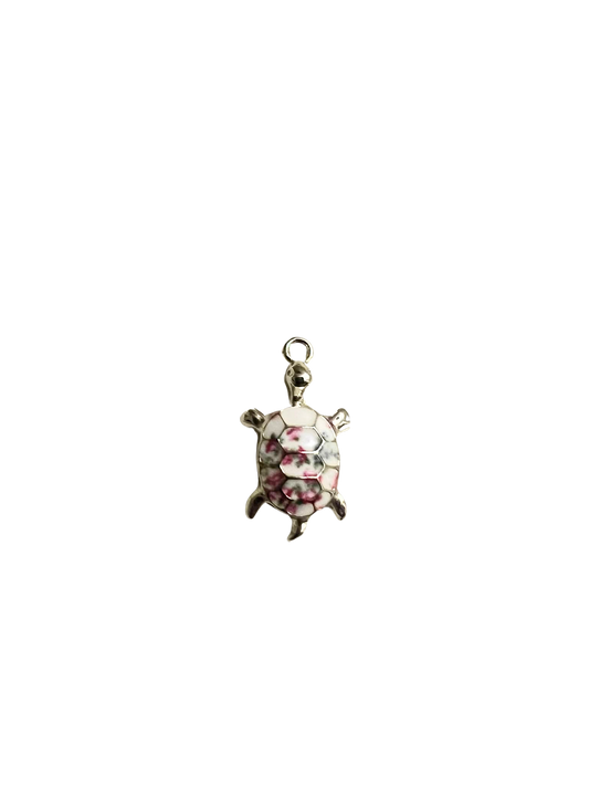 Pink Floral Turtle Charm