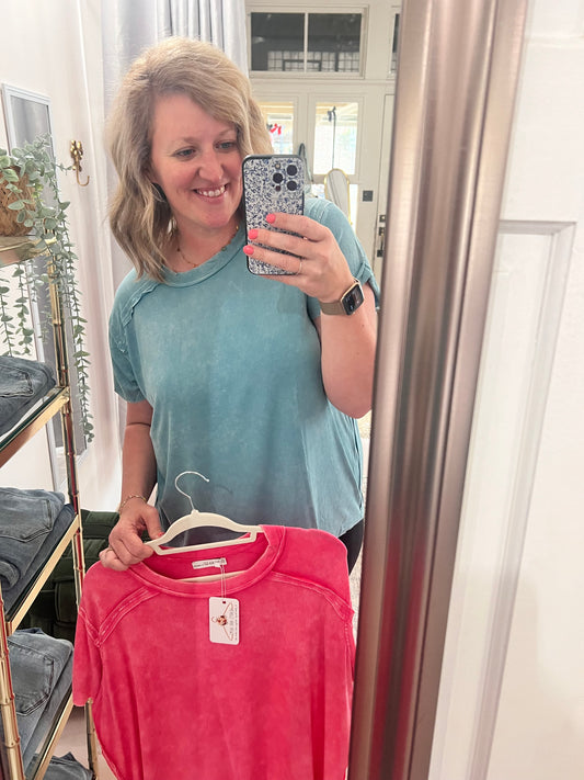 Zenana Washed Ribbed Top