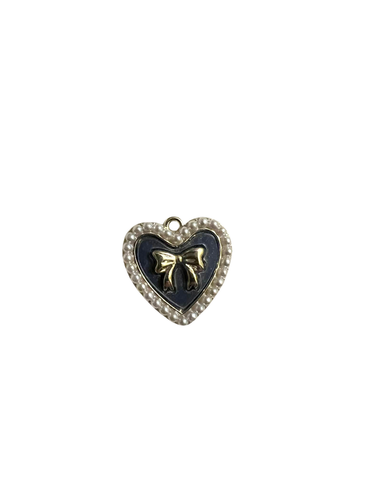 Black Heart Bow Charm