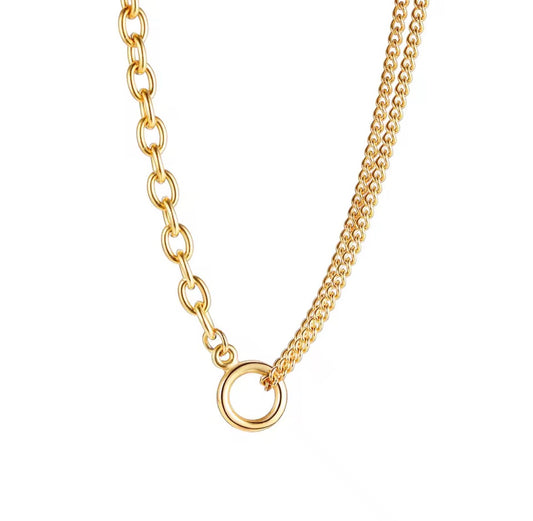 Gold Double Chain Carabiner Necklace