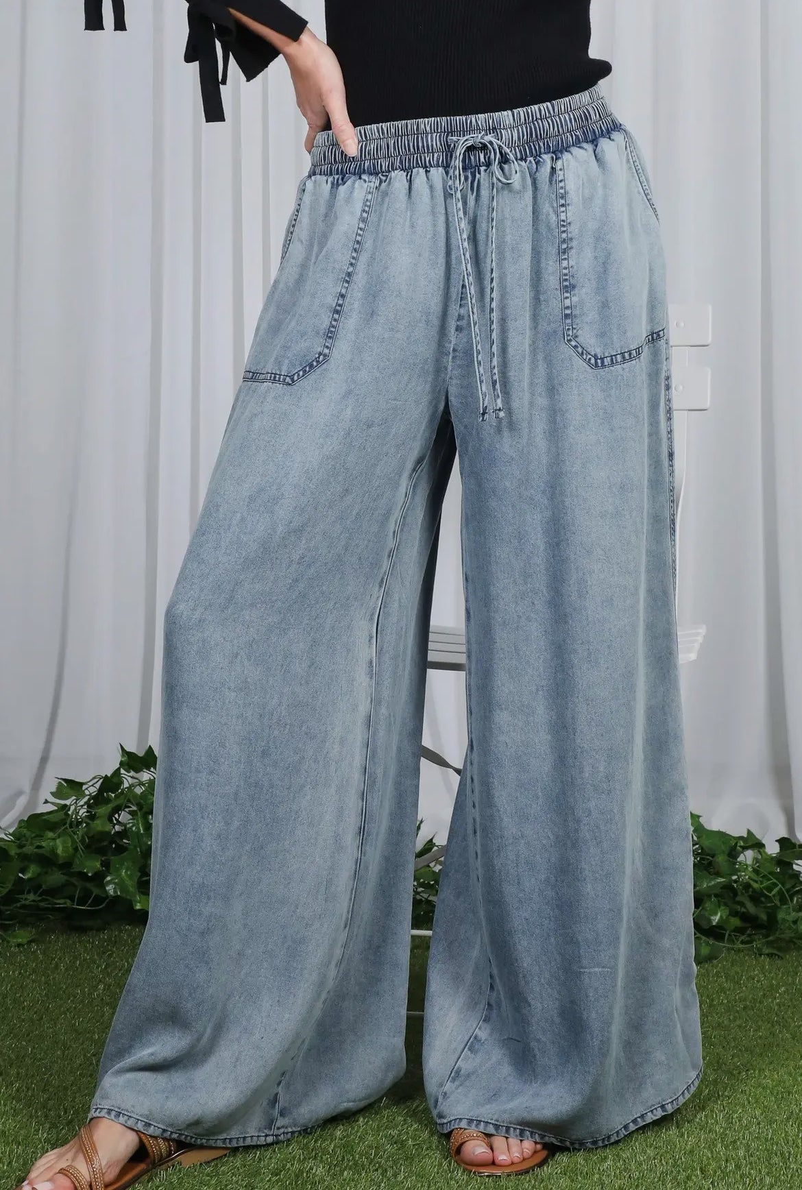 High Waist Chambray Pants
