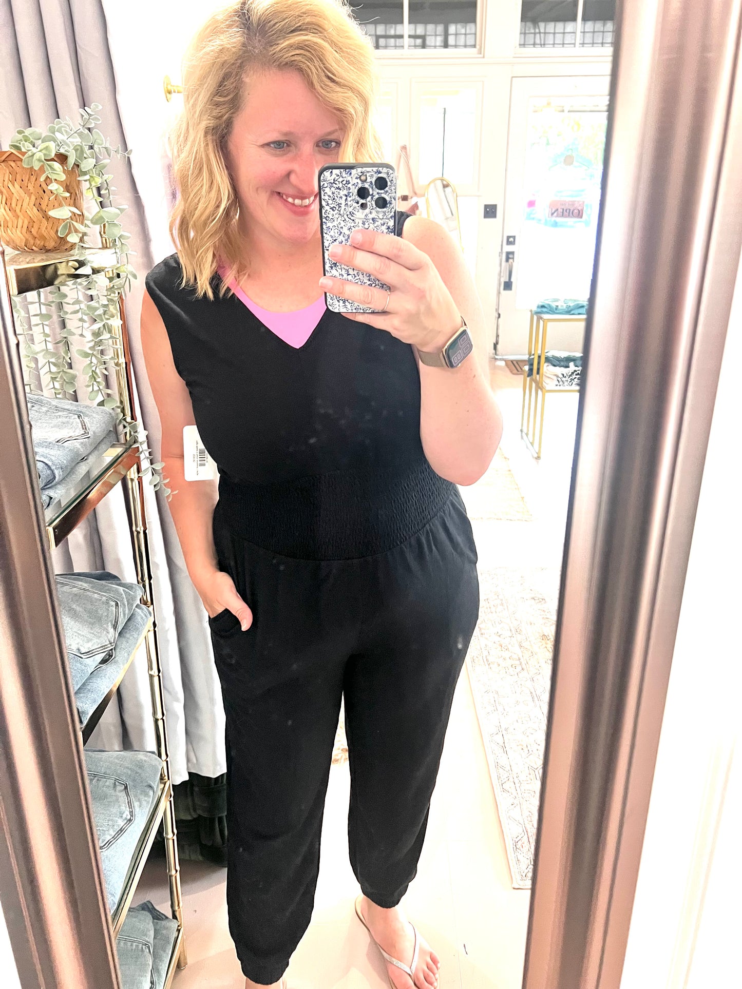 High Waist V-Neck Jumpsuit