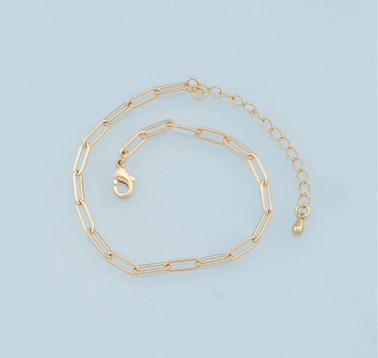 18k Gold Filled Paperclip Chain Bracelet