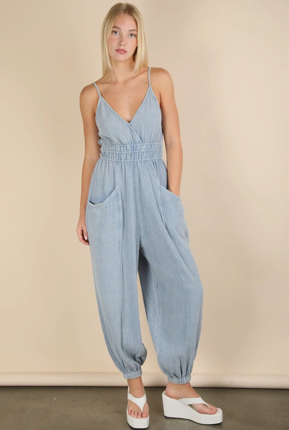 Very J Cotton Gauze Jumpsuit
